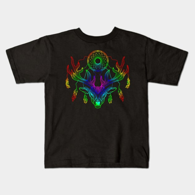 Mandala rainbow deer design with a deer designed in a mandala style Kids T-Shirt by g14u